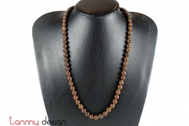Necklace designed with brown wood beads